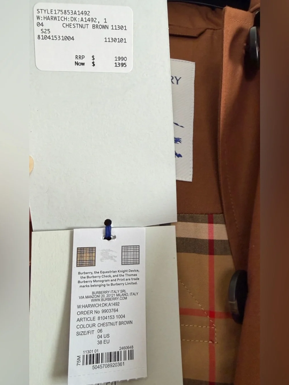 Sale ends 5/1 Burberry Women’s Hooded Single-Breasted Coat with hood New US4 - Picture 10 of 13